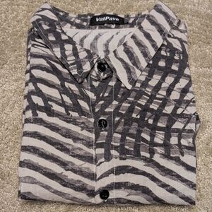 VatPave Men's Black and Gray Casual Button Down Shirt